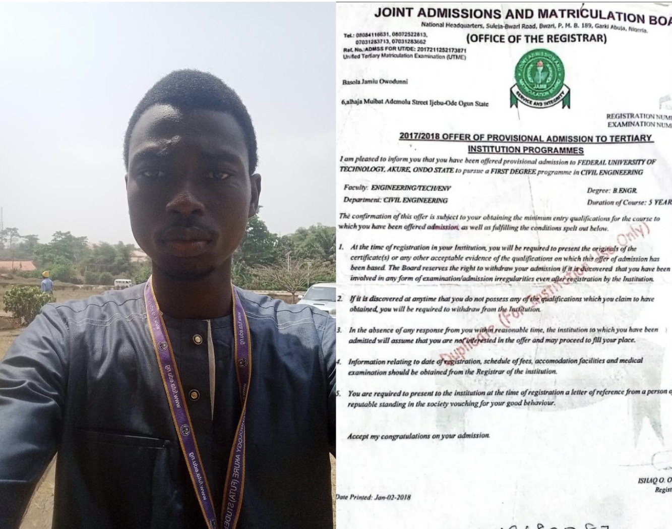 JAMB denies granting admission to FUTA graduate